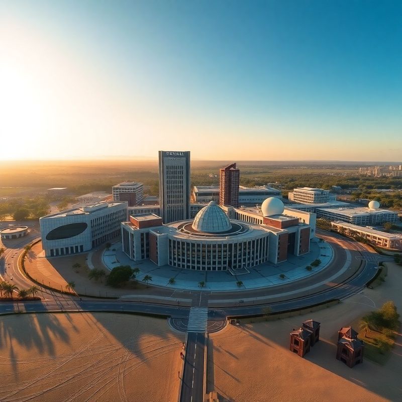 Vista aérea de Brasília na hora dourada