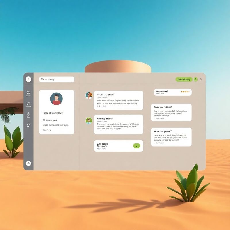 Fluxo de captura de leads em interface de chatbot em tons areia e verde-oliva